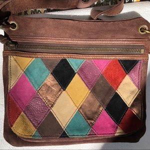 Fossil brown leather crossbody purse